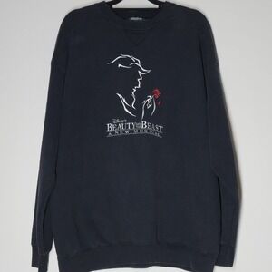 Vintage Beauty And The Beast Disney Sweatshirt XL Black Broadway Musical 90s